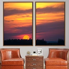 signwin 2 Piece Framed Canvas Wall Art Sunset...