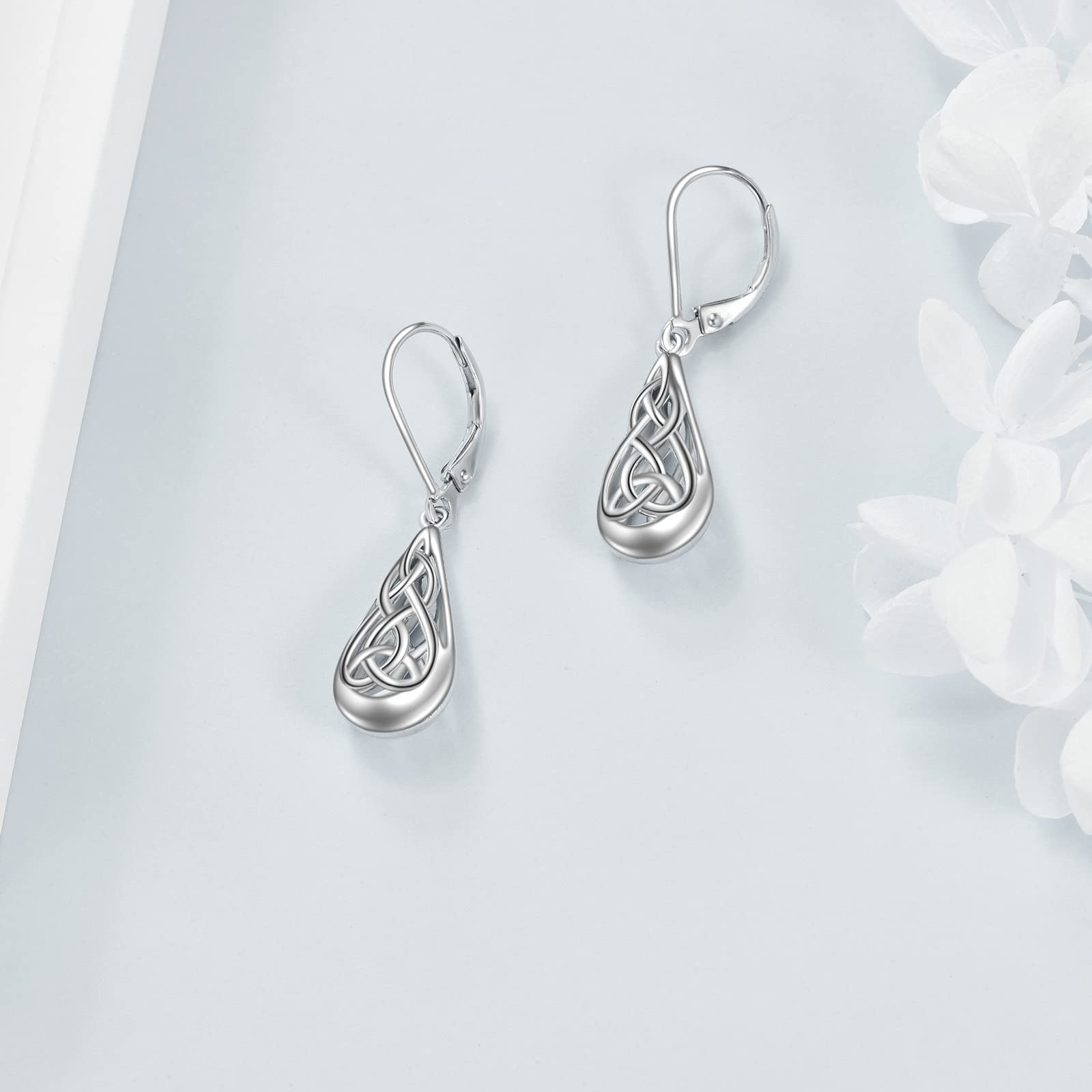 Keltische Ohrringe aus Sterling Silber irische keltische Tropfen Ohrringe Schmuck Geschenke für Damen