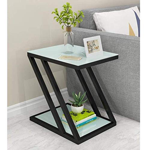FCSFSF Chair Side Table Coffee Table Tempered Glass Double-Deck End Ta FCSFSF Chair Side Table Coffee Table Tempered Glass Double-Deck End Ta