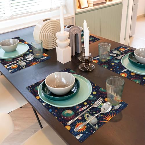 Set de table résistant à la chaleur lavable imprimé planète