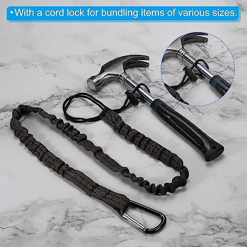 Image of PATIKIL Tool Lanyard with D Hook, 3 Pack 24 inch Safety Tool Leash 1 inch Width for Fall Protection, Black