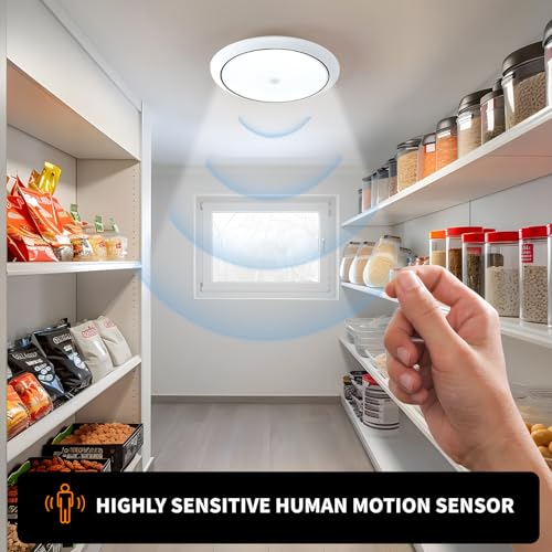 HENTAG Motion Sensor Ceiling Light Wired, 9 Inch Flush Mount Ceiling Light 6500K Closet Lights, 12W LED Motion Sensor Light Indoor for Stair Closet Porch Hallway Laundry by HENTAG - Image 4
