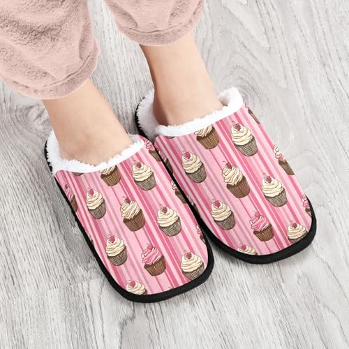 Pink Chocolate Cake Slippers For Women Men Soft Memory Foam Non-Slip Food Winter Indoor House Shoes Travel Slipper4