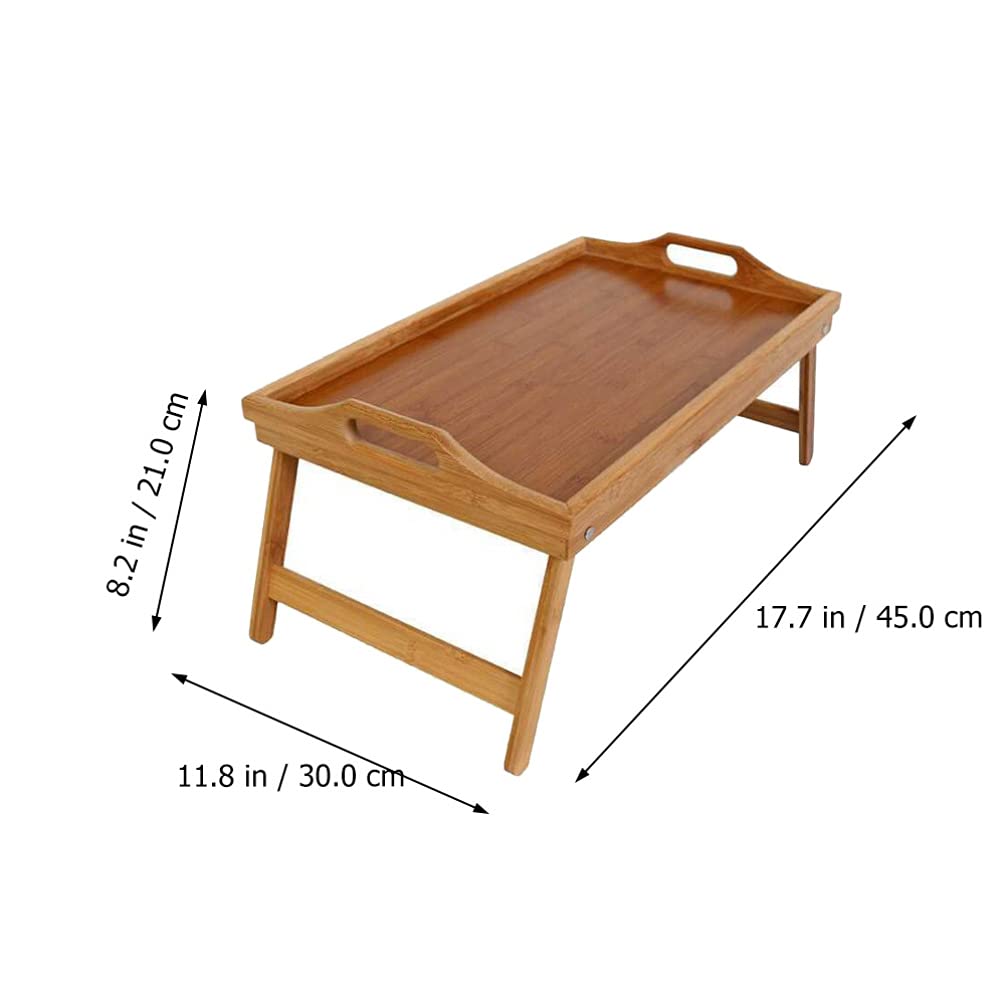 Plateau de lit pliable en bambou pour petit déjeuner au lit avec pieds 45 x 30 x 6 cm Idéal pour la maison et la chambre à coucher Parfait pour les repas et la présentation de bijoux
