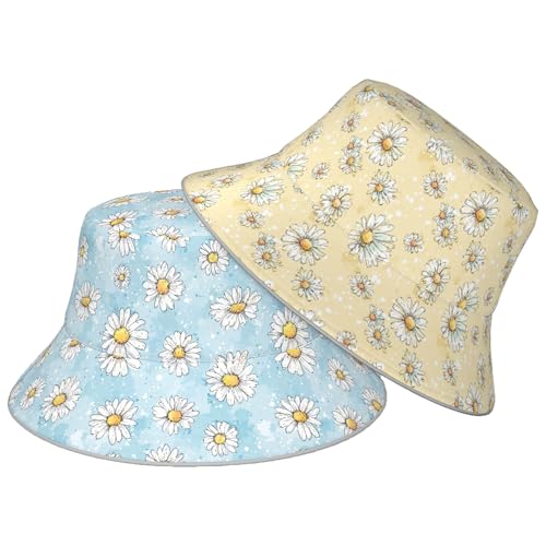 Image of Bucket Hat Double-Side-Wear Reversible Sun Hat Beach Travel Hiking for Women Men