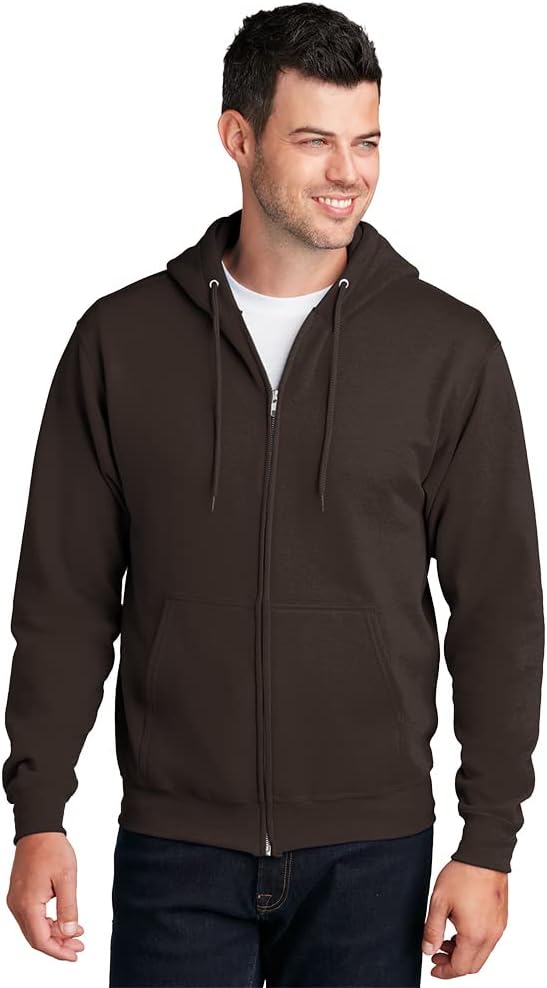 Port & Company - Core Fleece Full-Zip Hooded Sweatshirt 3XL Dark Chocolate Brown