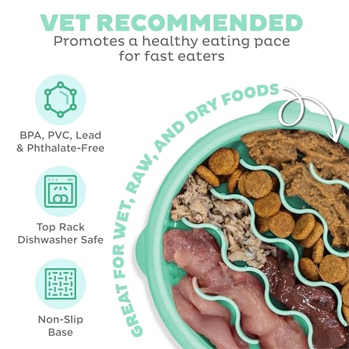 Outward Hound Puppy Slow Feeder Dog Bowl - Also suitable for Cats - Makes Meal Time Fun, Slows Down Eating, Promotes Healthy Digestion, Prevents Bloat | Slip Resistant and Durable, Size Small (Mint) - Image 4