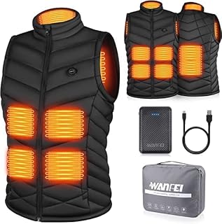 WANFEI Heated Vest Heating Jacket - 5V 10000mAH Battery Heated Body Warmer for Women, 3 Heating Setting 9H Warmth USB Charging Washable Heating Gilet Electric Heated Waistcoat for Outdoors