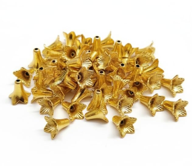 Image of Golden Plastic Cone 200 pcs for Toran Making /Jewellery Making /Craftwork /Decorations (D3)