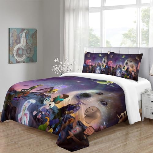 Funda nórdica de husky 3D de microfibra de 220x240 cm con dos fundas de almohada para cama King 5