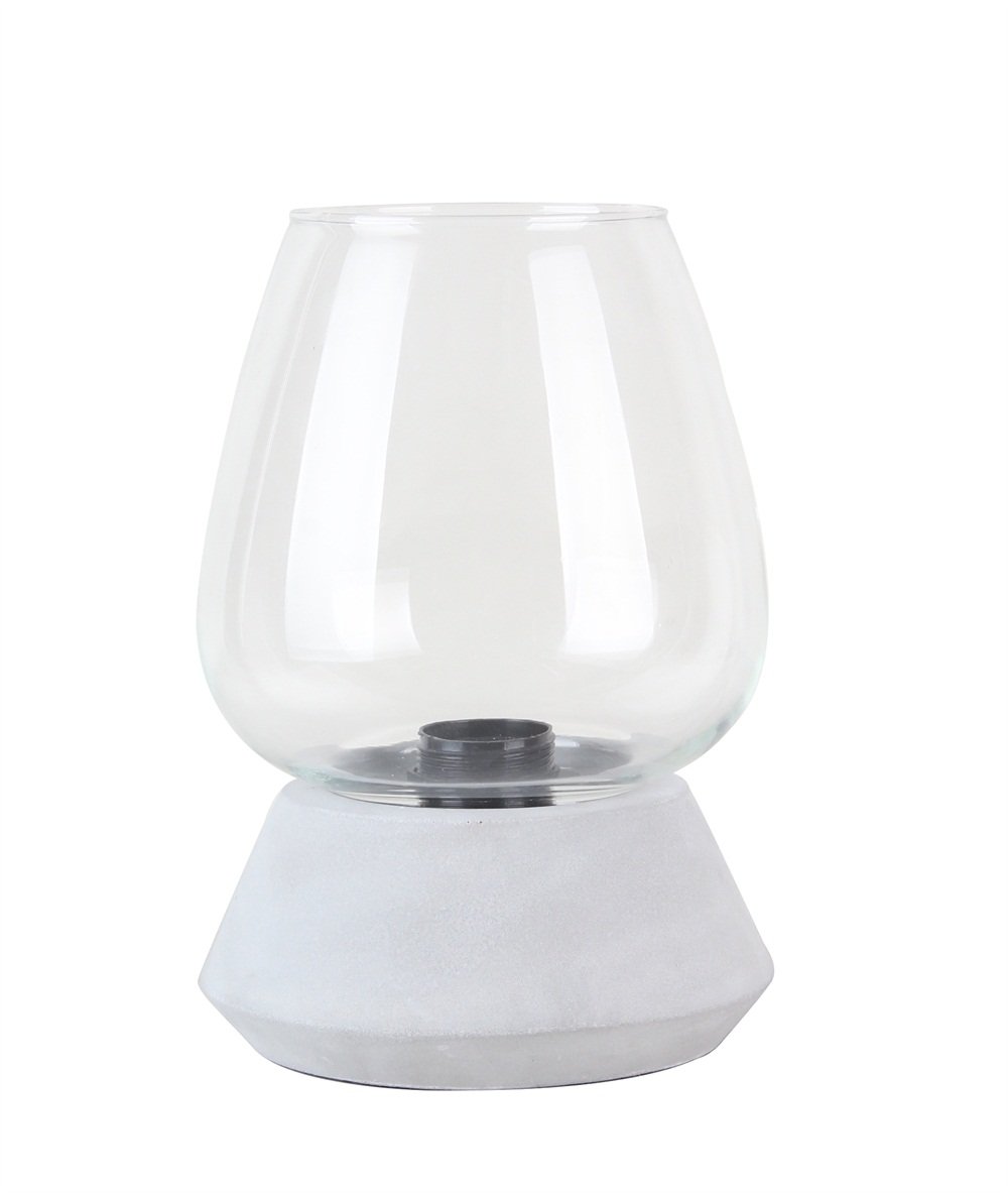 Bedside and Table Lamp Glass Simple Design Desk Lamp with Clear Glass and Concrete Finish for Bedrooms,Pale Gray,H9.5"