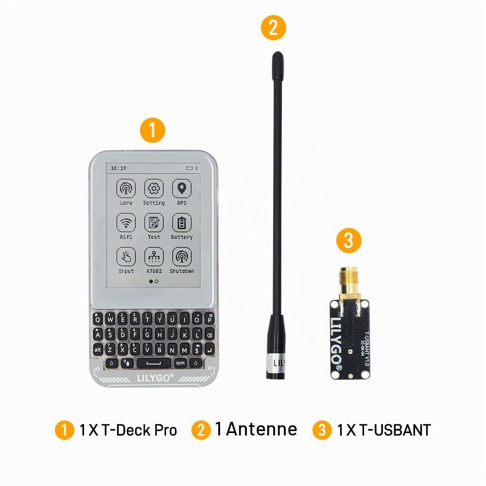 LILYGO T-Deck Pro SX1262 LoRa 868MHz TTGO Entwicklungsboard mit 3,1 Zoll Ultra-Wide-Viewing-E-Paper mit geringem Stromverbrauch und externer Antenne (A7682E Meshcore Firmware)