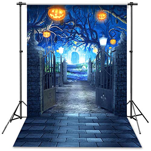 econious Halloween Backdrop, 5x7ft Halloween Horrible Stone Castle Terror Tree Pumpkin Lantern Backdrop for Studio Props Photo Backdrop(Backdrop Only)