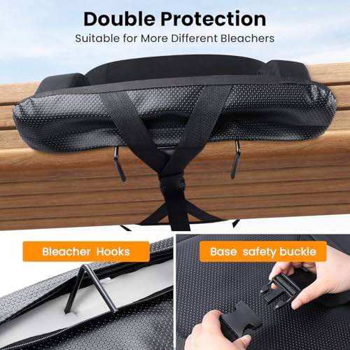 Stadium Seats with Back Support, 2 Pack Bleacher Chairs with Back and Cushion, Wide Bleacher Seat 6 Reclining Back, Folding Stadium Chairs with Armrests Hook Cupholder for Outdoor Sport Beach Concert - Thumbnail 5