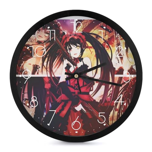 壁時計 時崎狂三 デート・ア・ライブ 掛時計 Wall Clock 壁掛け時計 かけ時計 丸い アナログ時計 置き時計 連続秒針 クロック 置き時計 クオーツ時計 電池式 大数字 見やすい 部屋装飾 プレゼント インテリア ベッドルーム 自宅 寝室 贈り物