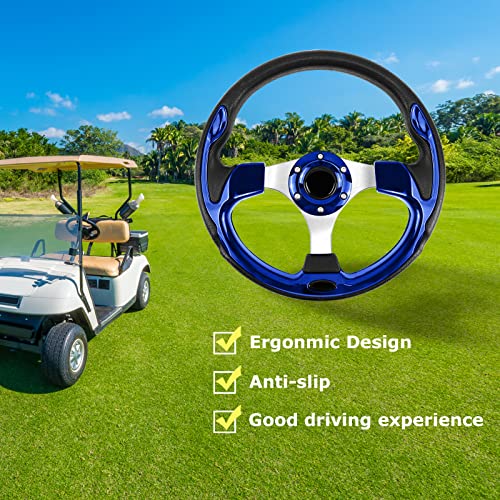 Qymopay 12.5 Inch Golf Cart Steering Wheel, Skid Steering Wheel, Universal Golf Cart For Club Car Ezgo Rxv And Txt, Yamaha, Precedent Tempo, Ds（5156Blue） #TOP5