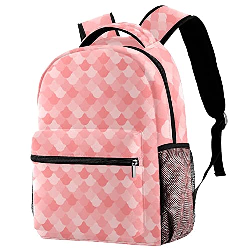 Sac à dos rose ergonomique et imperméable à motif peau de poisson pour ados actifs