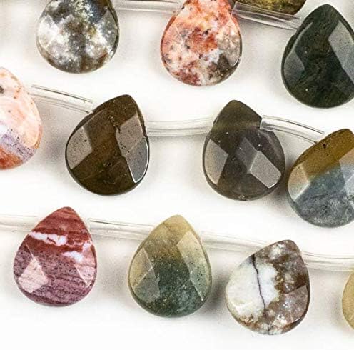 Ocean Jasper Beads 12x15mm Faceted Top-Drilled Teardrop - 12 pcs/ 8 Inch Strand
