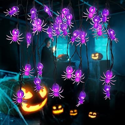 Glowing Purple Spider Solar Lights for a Spooky Outdoor Look