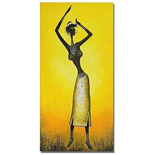 Affiche abstraite jaune de danse africaine 55x110cm pour habiller un grand mur vide sans cadre