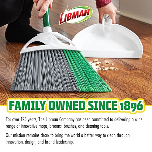 Libman Präzisionsbesen mit Kehrschaufel, Kombi-Set zum Kehren von Innen- und Außenböden, Haustier-, Hundehaarbesen, 124,5 cm Langer Griff, 27,9 cm breiter Besen, 26 cm breite Kehrschaufel
