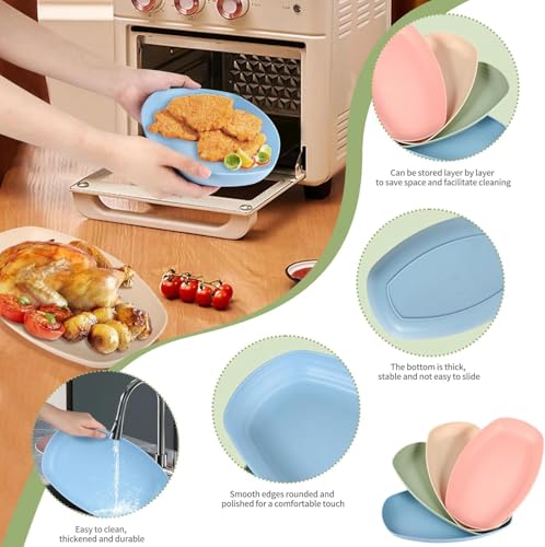 Image of YANCI 4 Pack Wheat Straw Plates, 11 Inch Microwave Safe Lunch Dinner Plates, Degradable Reusable Eco-Friendly BPA Free Lightweight Plates, Multicolor