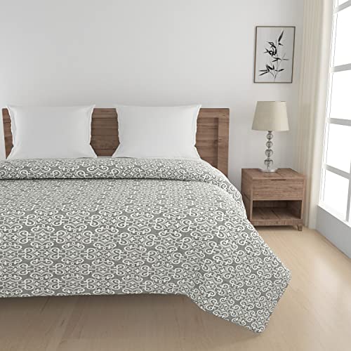 Image of Swayam AC Double Comforter (250 X 225 Cm) | 100% Cotton | 150 GSM | Geometric, Grey | Comes with Protective Health Layer