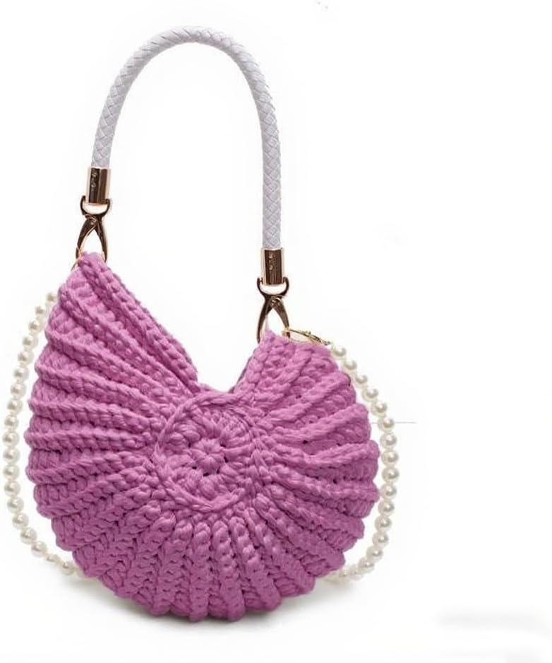 Handwoven Seashell Bag for Women Fashion Crochet Summer Boho Beach Tote Crossbody Bag Cute Conch Shoulder Handbag