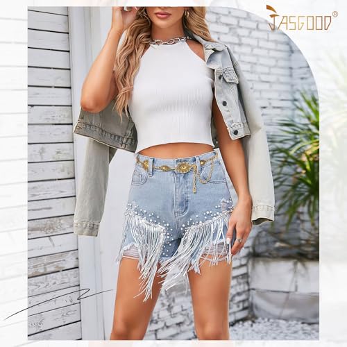 JASGOOD Western Metal Concho Belt for Women Cowgirl Waist Chain for Women Dress Pants4