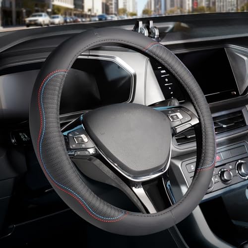 FLORICH Car Steering Wheel Cover, Microfiber Leather Steering Wheel Covers with Anti-Slip Lining, Breathable Elastic Car Steering Wheel Protector, Universal Standard Size 14-15 inch