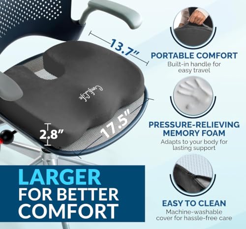 Image of ComfiLife Premium Gel & Memory Foam Seat Cushion - Doctor Recommended Office Chair Cushion, Car Seat Cushion - Chair Cushions for Back & Sciatica Pain Relief - Seat Cushions for Office Desk (Charcoal)