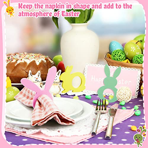 16 Pieces Easter Wooden Bunny Napkin Rings Set Wooden Ear Napkin Rings Colorful Easter Napkin Rings Napkin Buckles For Easter Wedding Birthday Party Dinner Banquet Kitchen Table Decor, 4 Designs #TOP5