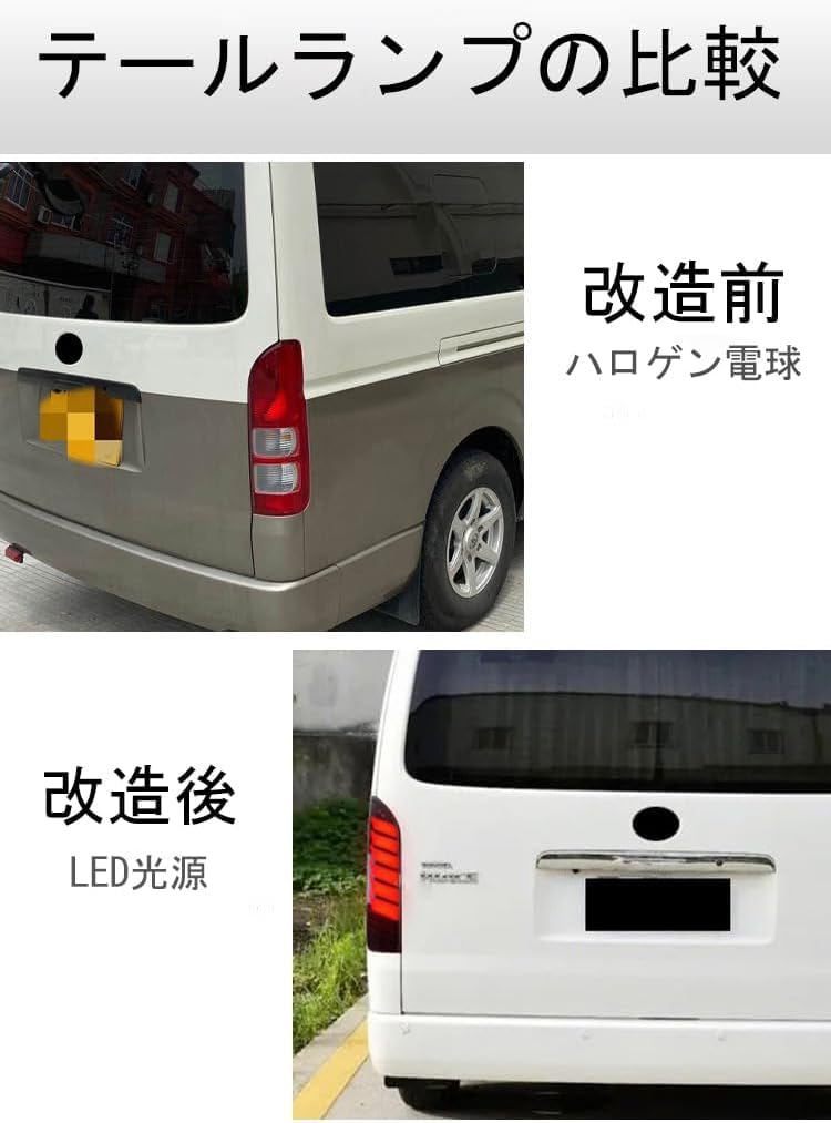 Amazon | 最新強化版LED テールランプ ハイエース 200系 1-7型 すべて