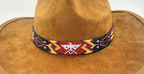 Image of Cowboy Western Beaded Hat Band Rodeo Style Handmade