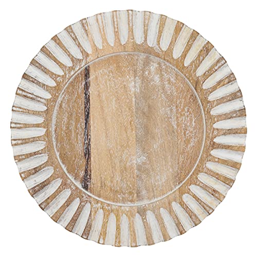 Platos base de madera con borde estriado set de 4