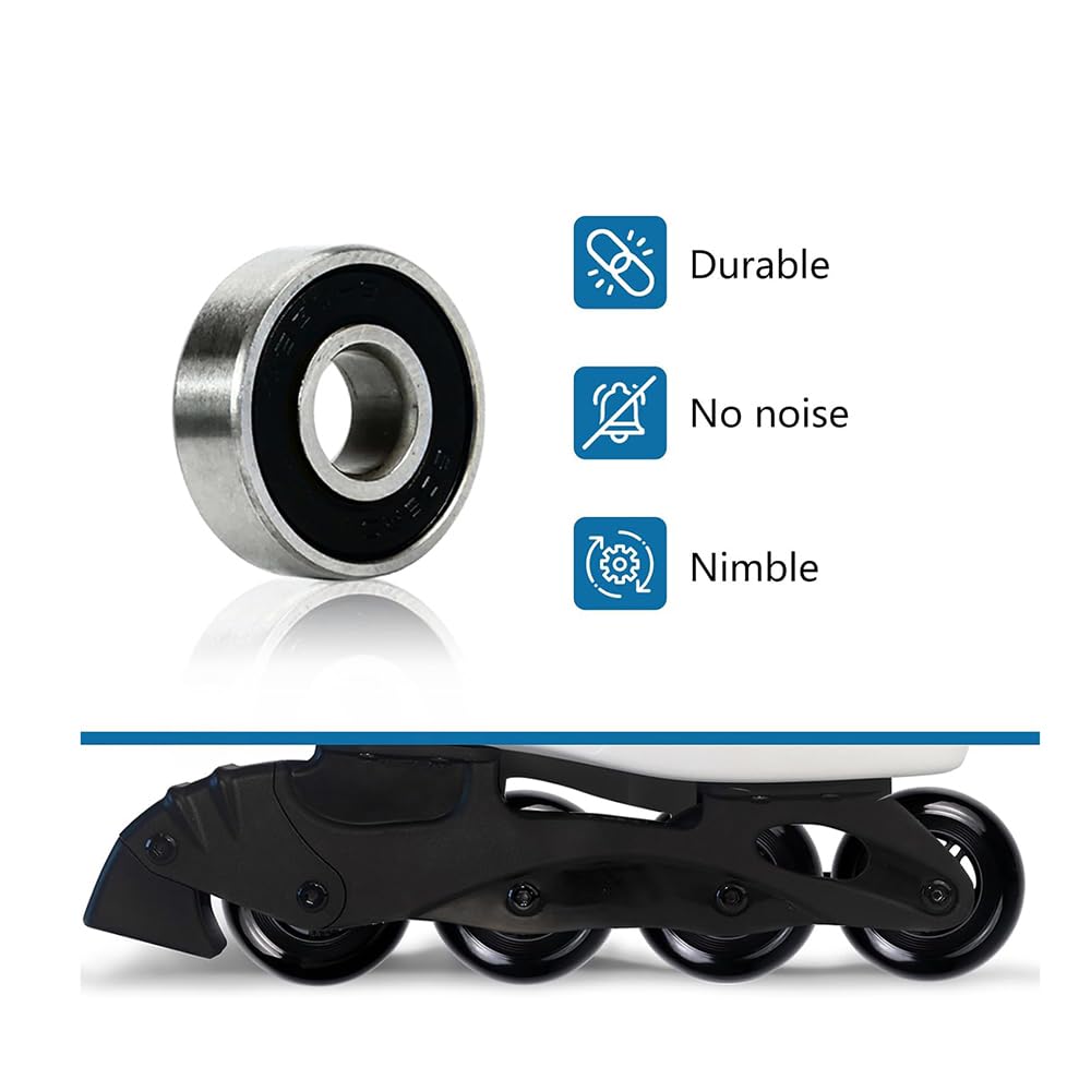 Roues de Roller en Ligne 64 mm, 70 mm, 72 mm, 76 mm, 80 mm, Roues de Rechange pour Roller Hockey avec roulements ABEC 9, Lot de 8, pour intérieur et extérieur