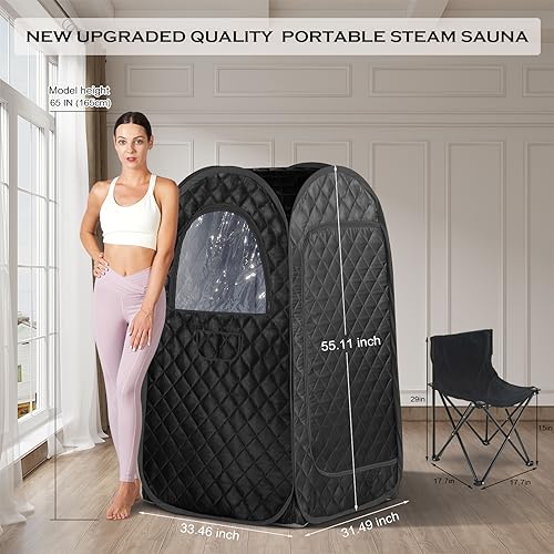 Portable Sauna, Steam Sauna Full Body, Newly Upgraded Large Space Sauna, Quick-Folding Sauna Spa Tent, Includes 4L Steamer(31.49 x 31.49 x 55.11inch, Black) - Image 5