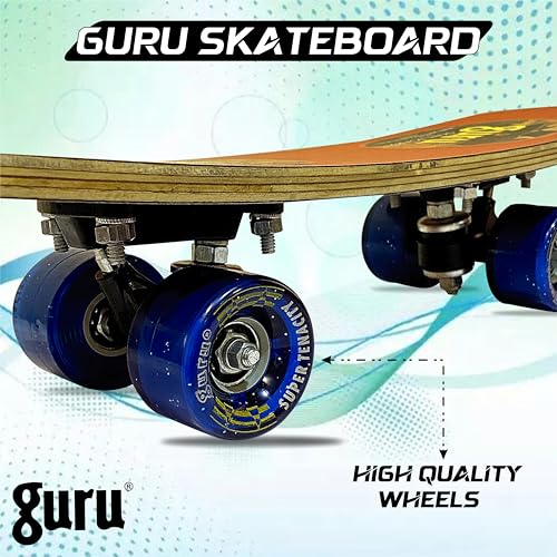 Image of GURU Skateboard, Wooden Non-Slip Skateboard for Kids, Adult, Casterboard /Skate Board /Hoverboard /Longboard for Beginners, Learners, Training Purpose for All Age Group
