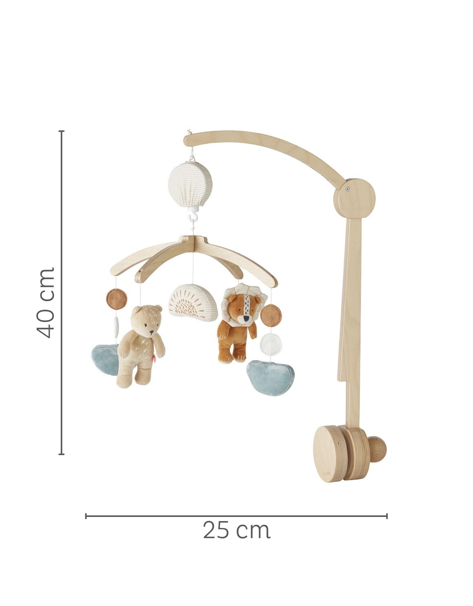 NOUKIE’S - Mobile musical en bois - Babou & Kendi - Rotation automatique sans piles - Compatible avec berceau, lit à barreaux et parc - Idéal dès la naissance pour apaiser et endormir bébé