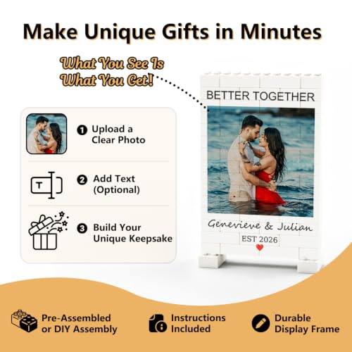 Custom Photo Brick Frame, Anniversary Milestone Gift for Couples - Image 4