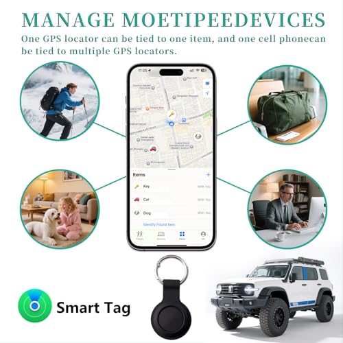 2 Pack GPS Tracker and 2 Keychains for Vehicles Work with Find My (iOS Only) Real Time Hidden Mini Car Locator Tracking Global Coverage Device No Monthly Fee or Subscription No SIM Card Required by Aquilumen - Used condition - Image 3