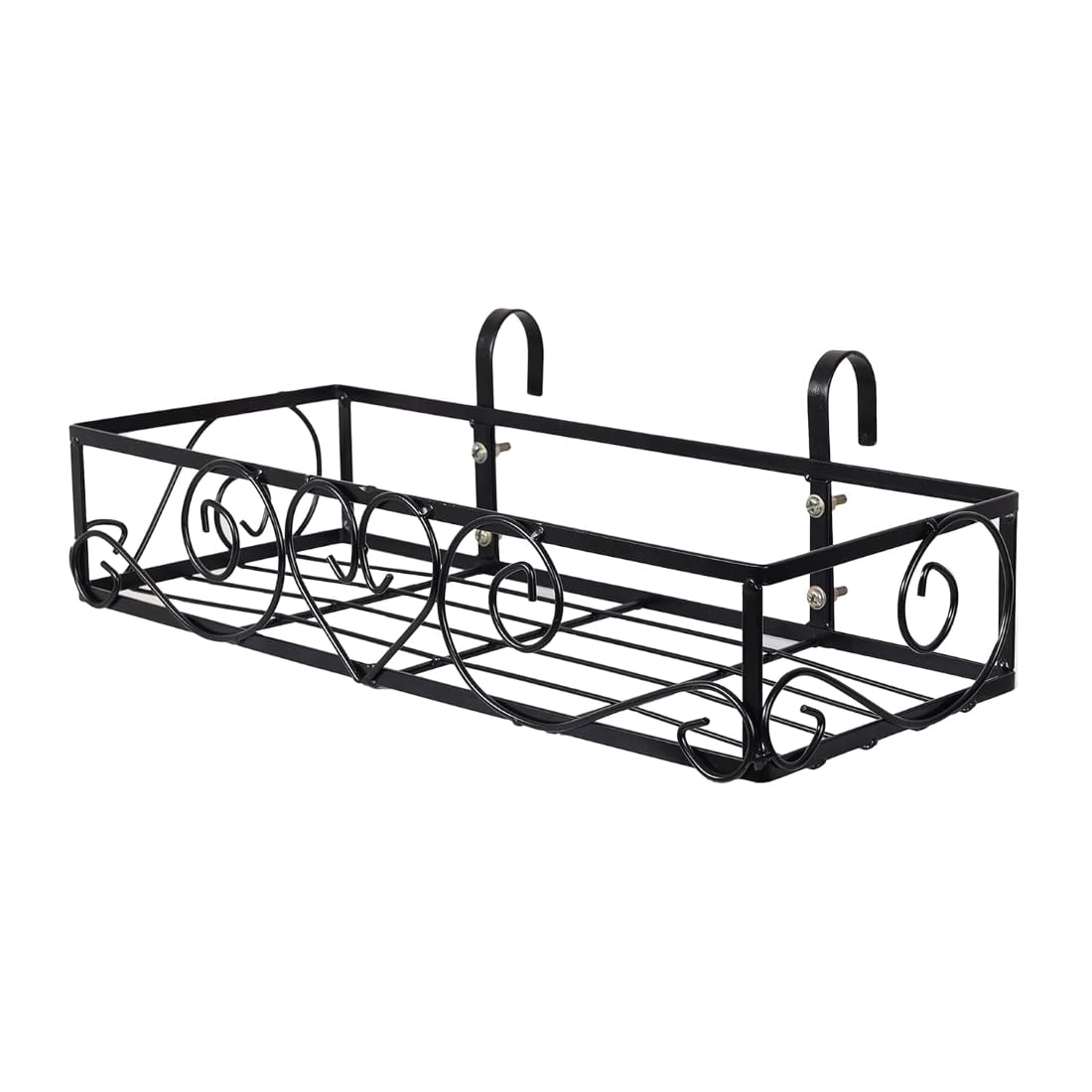 PRIME KRAFTS Metal Hanging Flowerpot Stand | Plant Holder for Balcony and Garden | Railing Fence Garden Shelf Basket Container for Indoor and Outdoor Decor (Black - RMHD) (B0DD44RDZ7) Amazon Price History, Amazon Price Tracker
