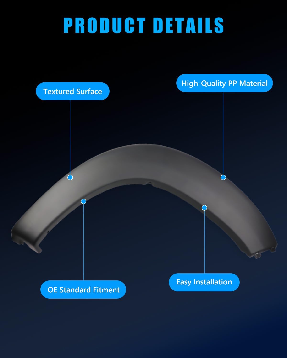 Rear Left Driver Side Door Fender Flare Molding Trim, Wheel Arch Panel Cover for 2019-2025 Ram Promaster, [Durable & Sturdy] Wheel Fender Trim Molding, 1 PC