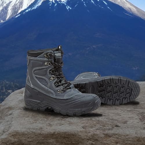 Image of LONDON FOG Breckenridge Waterproof Mens Winter Boots - Leather Insulated Mens Snow Boots - Grey, Black or Brown - Men Medium or Extra Wide Widths Size 7 to 15