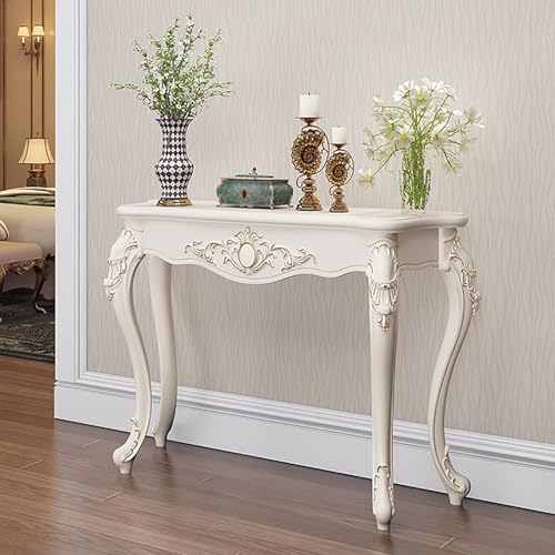 Mesa consola retro blanca para solucionar la falta de espacio en el recibidor