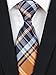 Secdtie Men's Striped Check Jacquard Woven Silk Tie Formal Business Necktie (One Size, Orange navy)