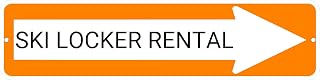 SKI LOCKER RENTAL Orange Right Arrow 24 x 6 in Aluminum Composite Sign
