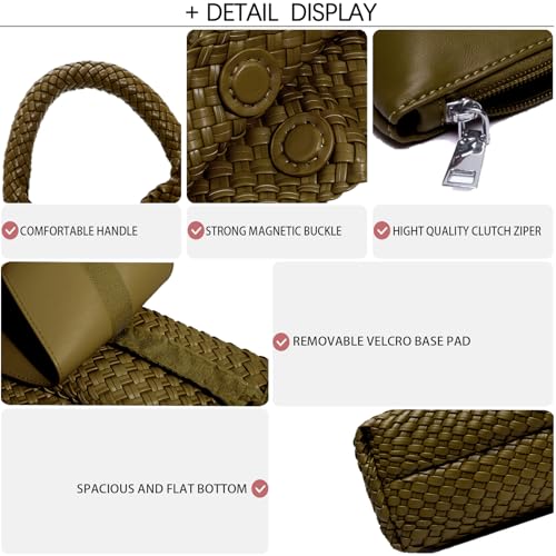 Image of JINMANXUE Woven Tote Bag for Women, Fashion Hobo Handbag, Travel Top-handle Shoulder Bag, Beach Underarm Bag with Purse