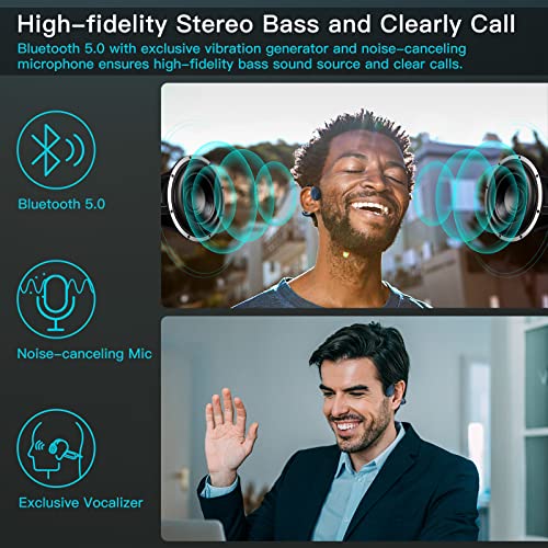 Bone Conduction Headphones Bluetooth, Wireless Sport Open Ear Headphones,Sweatproof Head Set Earbuds With Mic, Stereo Inductivv Bone Conduction Earphones For Running Cycling Driving Travel-Blue #TOP3