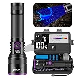 365nm UV Black Light Flashlight - 30w Powerful UV Flashlight with Filter Lens Rechargeable Ultraviolet Blacklight for Pet Urine Detection/Resin Curing/Rocks/Scorpion/Blood Tracking with LCD Display